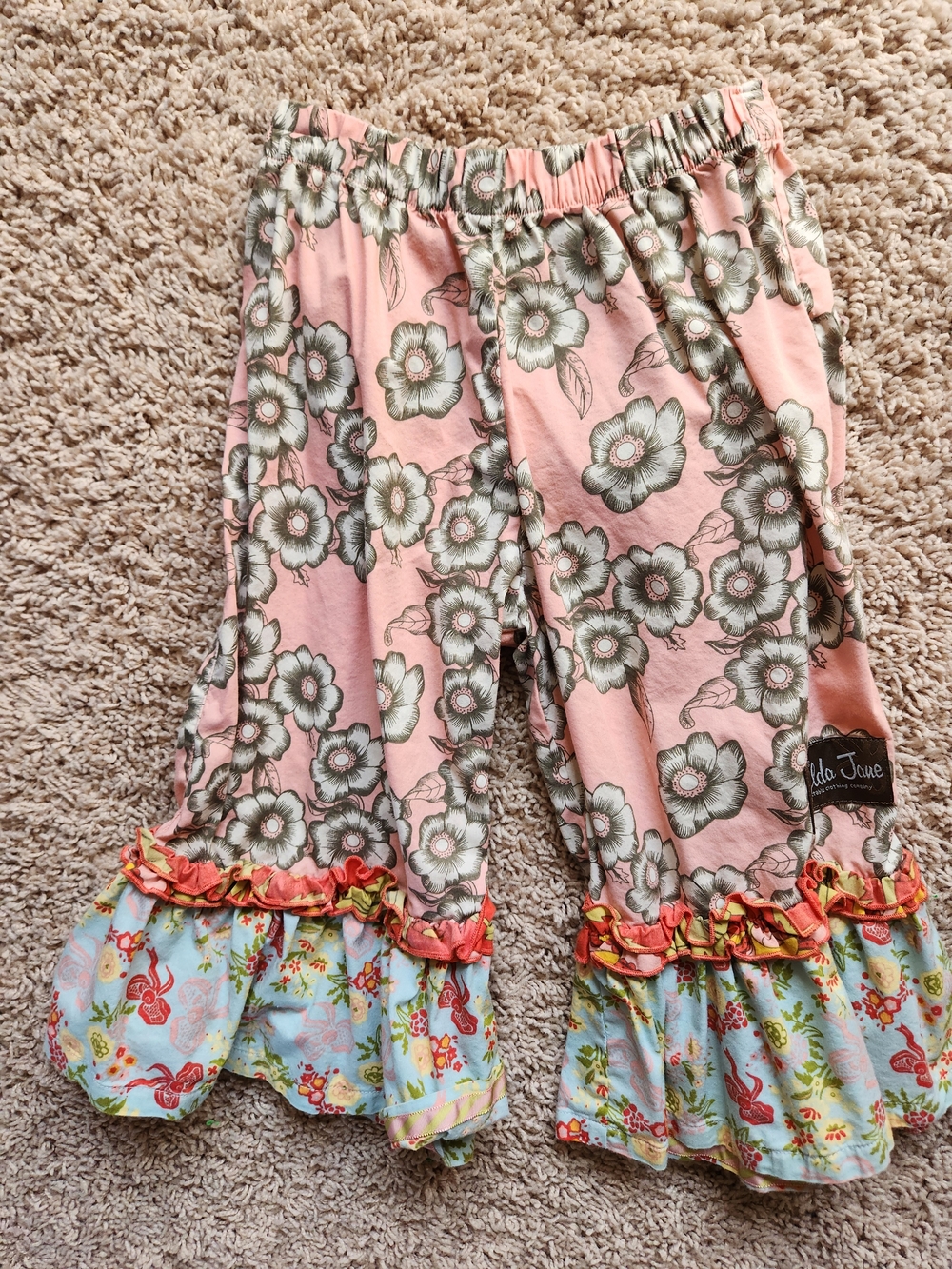Matilda Jane Pink Floral Ruffle Pants